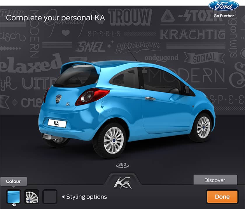 Showcasing a personalised car based on the quiz