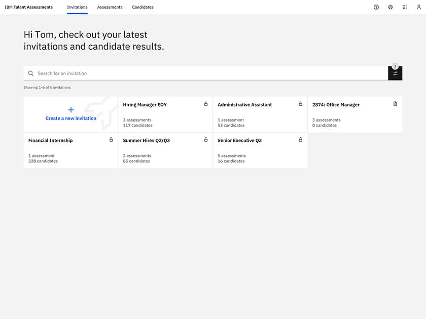 Use invitations to bundle assessments and candidates to compare results