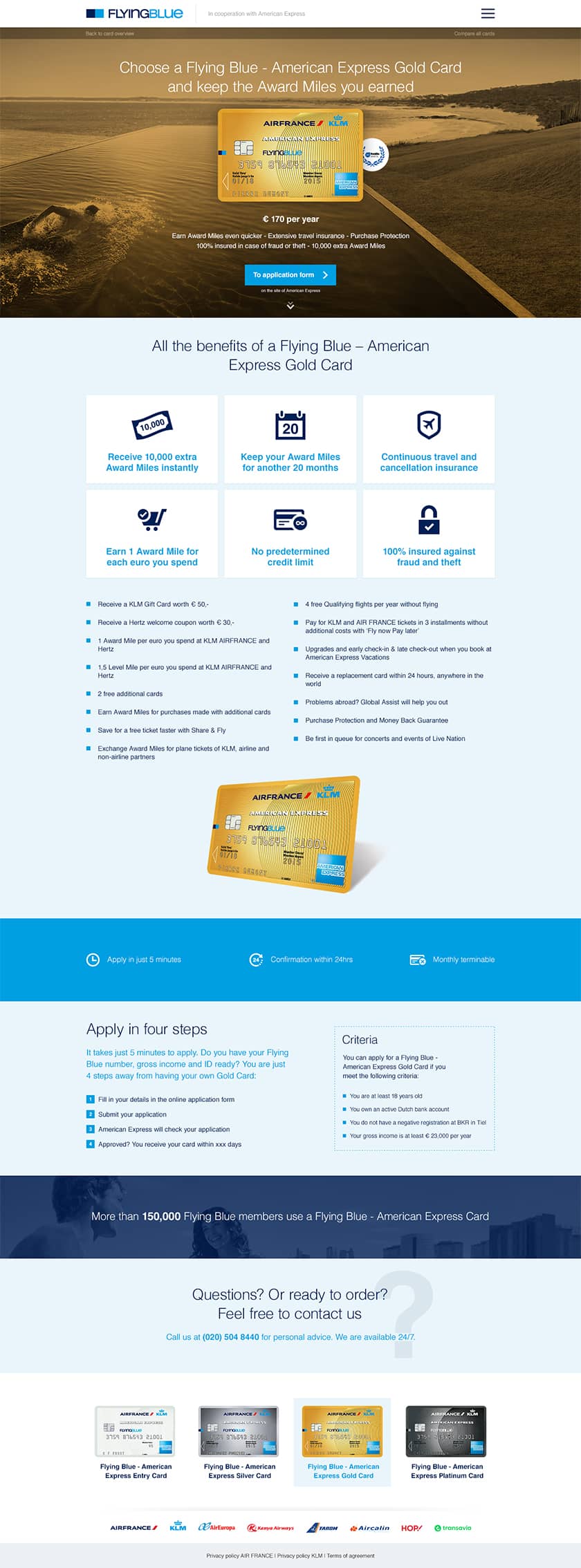 Unique design for the Gold card