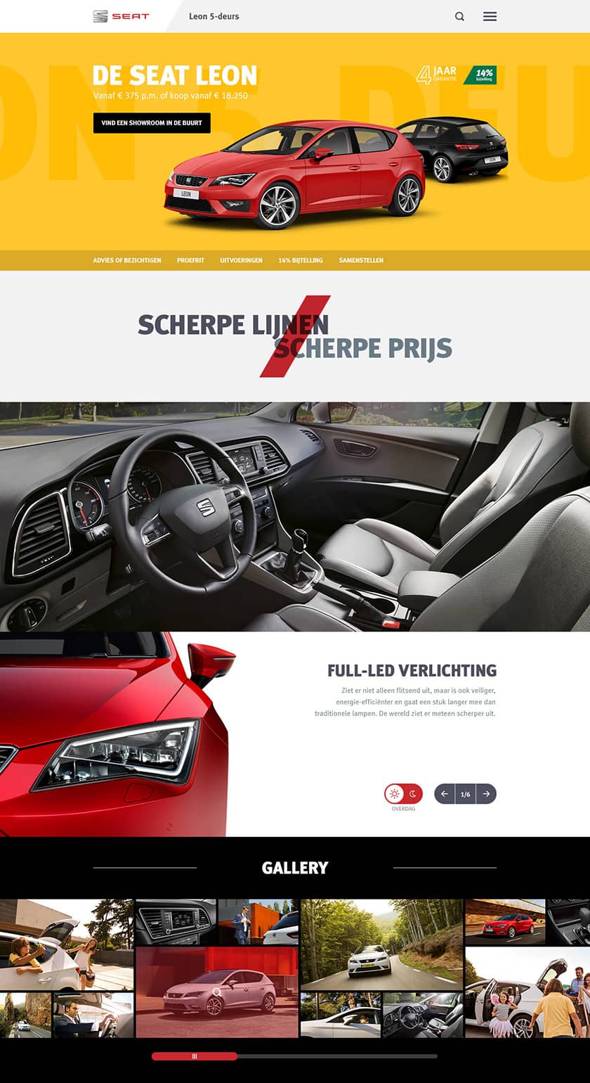 Interactive elements to showcase the unique features