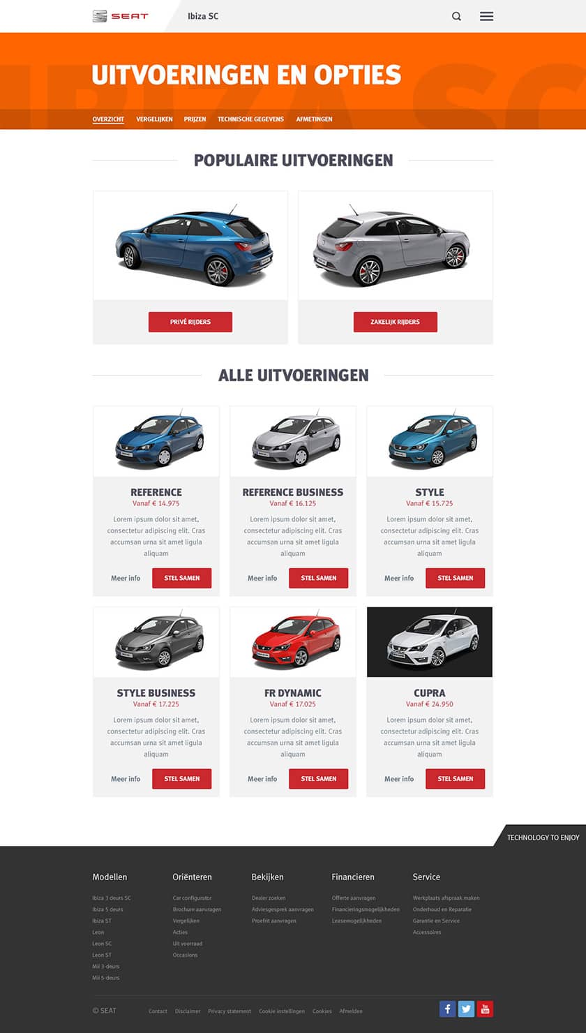 Compare different specifications